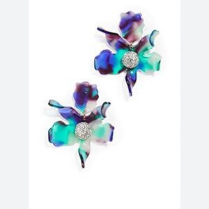 NWOT Lele Sadoughi crystal lily earrings large size
